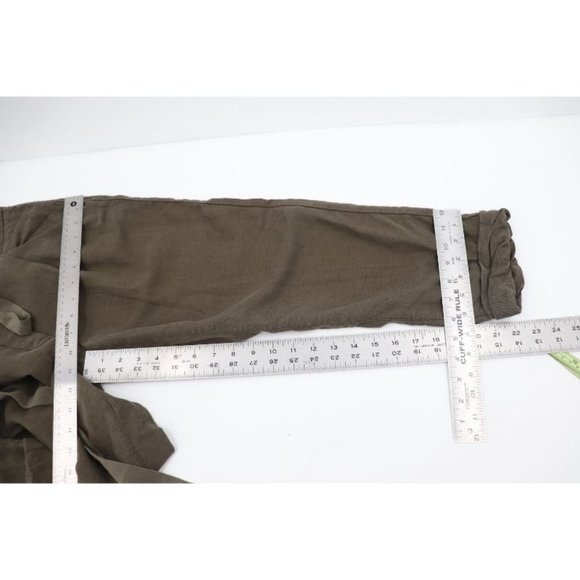 wilfred women’s 00 Allant pants linen olive green belted pockets cuffed cropped - Picture 8 of 12